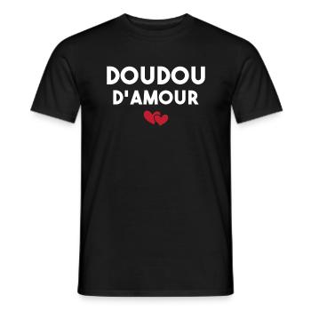 Doudou D'amour Cadeau Saint Valentin - T-shirt homme - noir - Devant - AI Model Male 178 light (178cm)