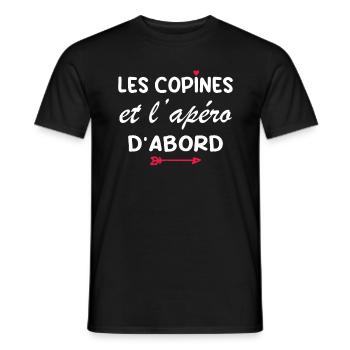 Les copines et l'apéro d'abord - T-shirt homme - noir - Devant - AI Model Male 178 light (178cm)
