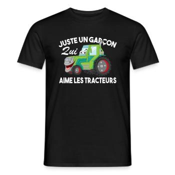 Juste Un Garçon Qui Aime Les Tracteurs Agriculteur - T-shirt homme - noir - Devant - AI Model Male 178 light (178cm)