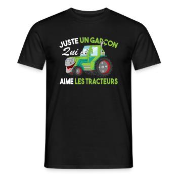 Juste Un Garçon Qui Aime Les Tracteurs Agriculteur - T-shirt homme - noir - Devant - AI Model Male 178 light (178cm)
