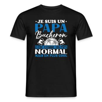 Papa Bûcheron C'est Comme Un Papa Normal - T-shirt homme - noir - Devant - AI Model Male 178 light (178cm)