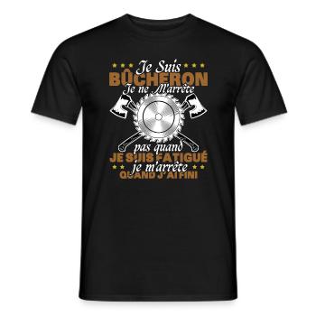 Lustiges Kettensägengeschenk, das sagt, dass ich ein Holzfäller bin - Männer T-Shirt - Schwarz - Vorne - AI Model Male 178 light (178cm)