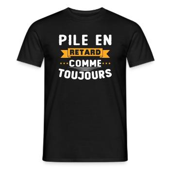 Battery late as always - Men's T-Shirt - black - Front - AI Model Male 178 light (178cm)