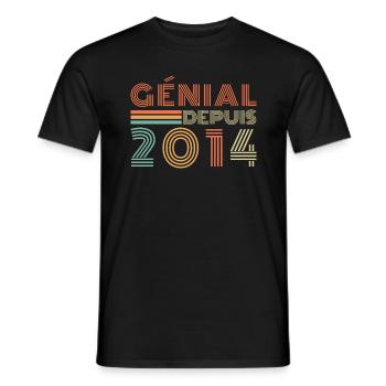 Génial Depuis 2014 Cadeau Retro Anniversaire - T-shirt homme - noir - Devant - AI Model Male 178 light (178cm)