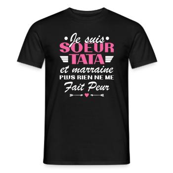 Schwester Tata und Patentante - Männer T-Shirt - Schwarz - Vorne - AI Model Male 178 light (178cm)