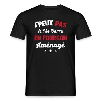 J'peux pas j'me barre en fourgon aménagé - T-shirt homme - noir - Devant - AI Model Male 178 light (178cm)