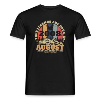 August 2008 Vintage Retro Geburtstagsgeschenk - Männer T-Shirt - Schwarz - Vorne - AI Model Male 178 light (178cm)