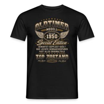 Oldtimer Baujahr 1950 Jahrgang Geburtstag Geschenk - Männer T-Shirt - Schwarz - Vorne - AI Model Male 178 light (178cm)