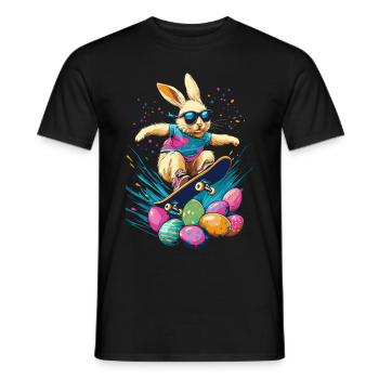 Lapin de Pâques Skateboard - T-shirt homme - noir - Devant - AI Model Male 178 light (178cm)