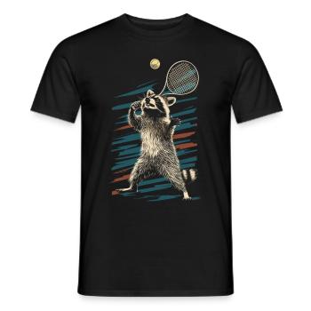 Raton laveur jouant au tennis - T-shirt homme - noir - Devant - AI Model Male 178 light (178cm)