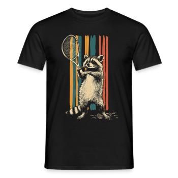 Raton laveur jouant au tennis - T-shirt homme - noir - Devant - AI Model Male 178 light (178cm)