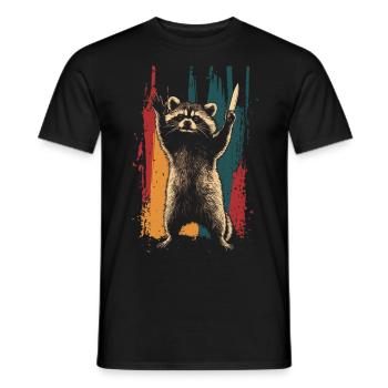 Frecher Waschbär mit Messer - Männer T-Shirt - Schwarz - Vorne - AI Model Male 178 light (178cm)