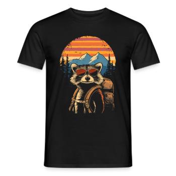 Raton laveur Randonnée Trekking - T-shirt homme - noir - Devant - AI Model Male 178 light (178cm)