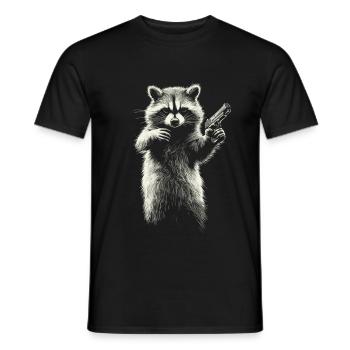 raton laveur avec pistolet - T-shirt homme - noir - Devant - AI Model Male 178 light (178cm)