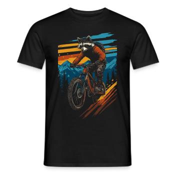 Balade en raton laveur VTT vintage - T-shirt homme - noir - Devant - AI Model Male 178 light (178cm)
