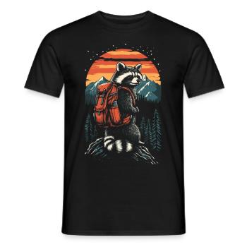 Raton laveur Randonnée Trekking - T-shirt homme - noir - Devant - AI Model Male 178 light (178cm)