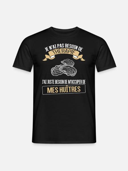 huitres et thérapie - T-shirt homme - noir