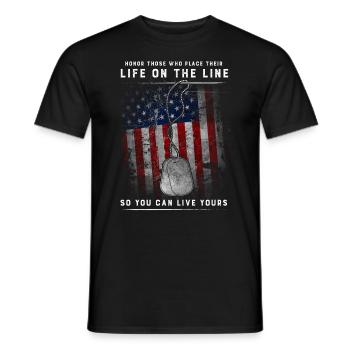 Honorer ceux qui placent leur vie en jeu - T-shirt homme - noir - Devant - AI Model Male 178 light (178cm)