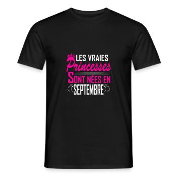Septembre - Anniversaire - Princess - 2 - Men's T-Shirt - black - Front - AI Model Male 178 light (178cm)