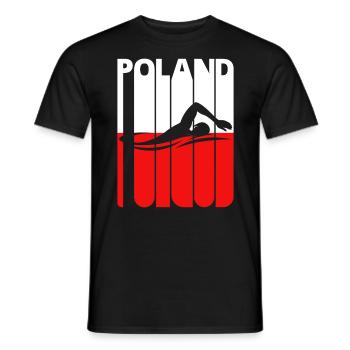 Vintage Swimming Gifts for Swimmers. Polish Flag - Men's T-Shirt - black - Front - AI Model Male 178 light (178cm)