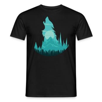 Loup hurlant à la pleine lune | Pack cadeau lune - T-shirt homme - noir - Devant - AI Model Male 178 light (178cm)