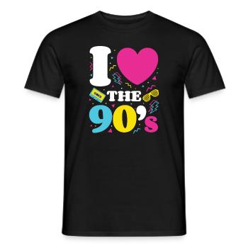Liebe die 90er Jahre; Retro TShirt 1990er Jahre 90er Jahre Party - Männer T-Shirt - Schwarz - Vorne - AI Model Male 178 light (178cm)