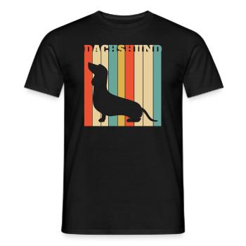 Retro Dachshund Wiener Sausage Dog - Men's T-Shirt - black - Front - AI Model Male 178 light (178cm)