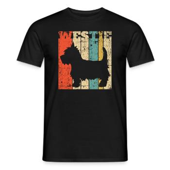 Retro Westie West Highland Terrier Vintage - Men's T-Shirt - black - Front - AI Model Male 178 light (178cm)
