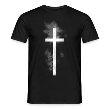 gothic cross watercolor goth - Men's T-Shirt - black - Front - AI Model Male 178 light (178cm)