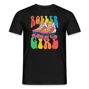 Roller Girl - Années 70, Seventies, Nostalgia Design - T-shirt homme - noir - Devant - AI Model Male 178 light (178cm)