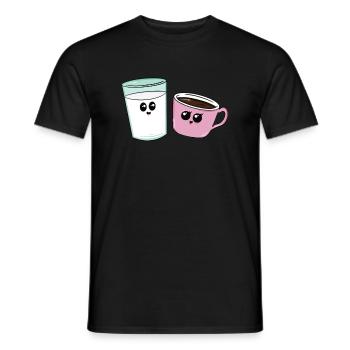 lait café bonjour boulanger heureux - T-shirt homme - noir - Devant - AI Model Male 178 light (178cm)
