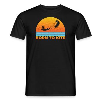Retro Vintage Kitesurfing, Kitesurf - Né à - T-shirt homme - noir - Devant - AI Model Male 178 light (178cm)