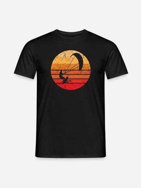 Kiteboard rétro, Kitesurfer, Coucher de soleil - T-shirt homme - noir