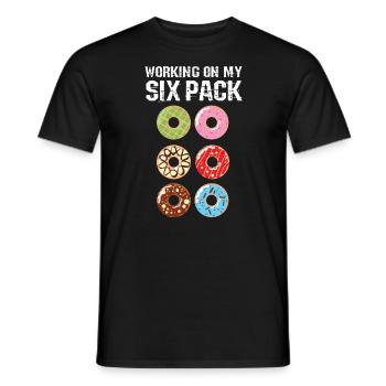 Funny Donut Design - Working on My SIX PACK - T-shirt homme - noir - Devant - AI Model Male 178 light (178cm)