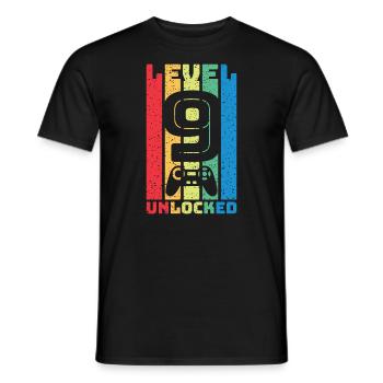 Retro Level 9 Unlocked - Men's T-Shirt - black - Front - AI Model Male 178 light (178cm)