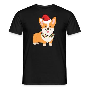 Christmas Pembroke Welsh Corgi - Men's T-Shirt - black - Front - AI Model Male 178 light (178cm)