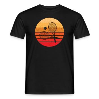Retro Tennisschläger Orange Sun - Männer T-Shirt - Schwarz - Vorne - AI Model Male 178 light (178cm)