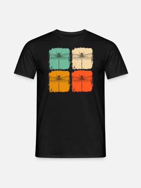Dragonfly Dragonflies Insects Retro - Men's T-Shirt - black