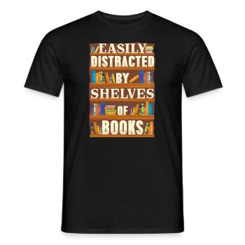 Amateur de livres - facilement distrait par les étagères de livres - T-shirt homme - noir - Devant - AI Model Male 178 light (178cm)