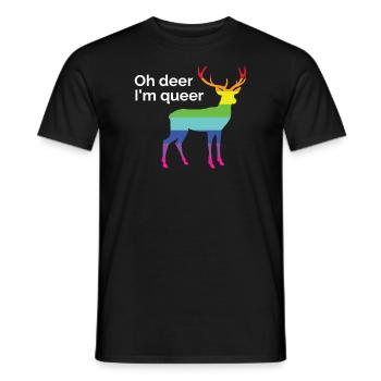 Oh Deer I'm Queer - Gay Pride - Men's T-Shirt - black - Front - AI Model Male 178 light (178cm)