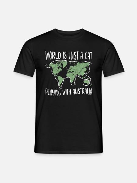 Katze verspielt mit Karte Geschenkidee Geologie - Männer T-Shirt - Schwarz