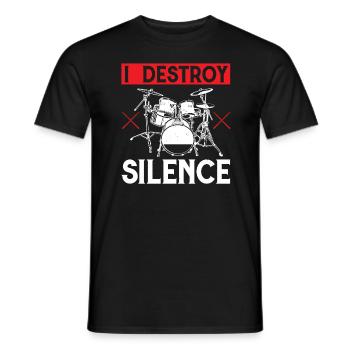 Je détruis le silence tambour batteur grand-père - T-shirt homme - noir - Devant - AI Model Male 178 light (178cm)