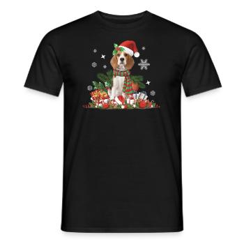 Beagle Christmas - Men's T-Shirt - black - Front - AI Model Male 178 light (178cm)
