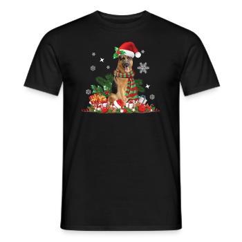 Berger allemand Noël - T-shirt homme - noir - Devant - AI Model Male 178 light (178cm)