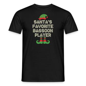 Santa s Favorite Bassoon Player Funny Christmas - Men's T-Shirt - black - Front - AI Model Male 178 light (178cm)