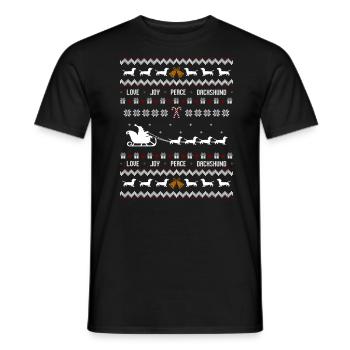 Dachshund / Dachshund Christmas Ugly Christmas - Men's T-Shirt - black - Front - AI Model Male 178 light (178cm)