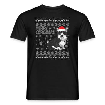 Ugly Christmas Corgi Dog - Merry Corgimas! - Men's T-Shirt - black - Front - AI Model Male 178 light (178cm)