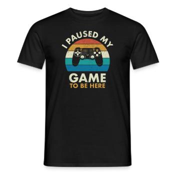 Vintage, j'ai mis mon lecteur de jeu vidéo en pause - T-shirt homme - noir - Devant - AI Model Male 178 light (178cm)