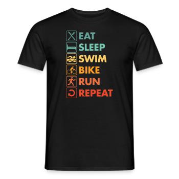 Triathlon Vintage Eat Sleep Swim Bike Run - Männer T-Shirt - Schwarz - Vorne - AI Model Male 178 light (178cm)