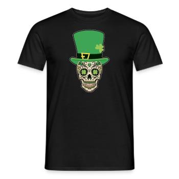 St Patrick's Day Sugar Skull Calavera - Men's T-Shirt - black - Front - AI Model Male 178 light (178cm)